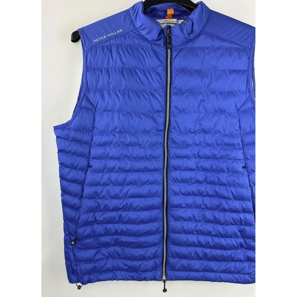 Peter Millar Hyperlight Quilted Puffer Vest Mens Large Blue Full Zip Crown Sport - Picture 4 of 13